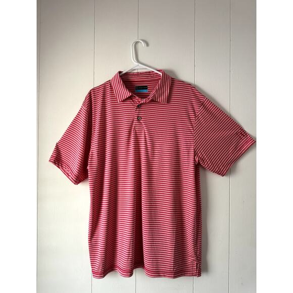 Men's PGA Tour Short Sleeve Pink Striped Shirt, Size L - Picture 1 of 6
